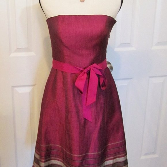 LOFT | Magenta Strapless Dress - Picture 3 of 8